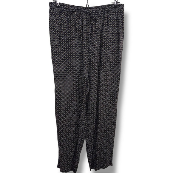 Petite Medium Vintage Sag Harbor Drawstring Blue Beige Floral Boho Pants Casual - Picture 1 of 12